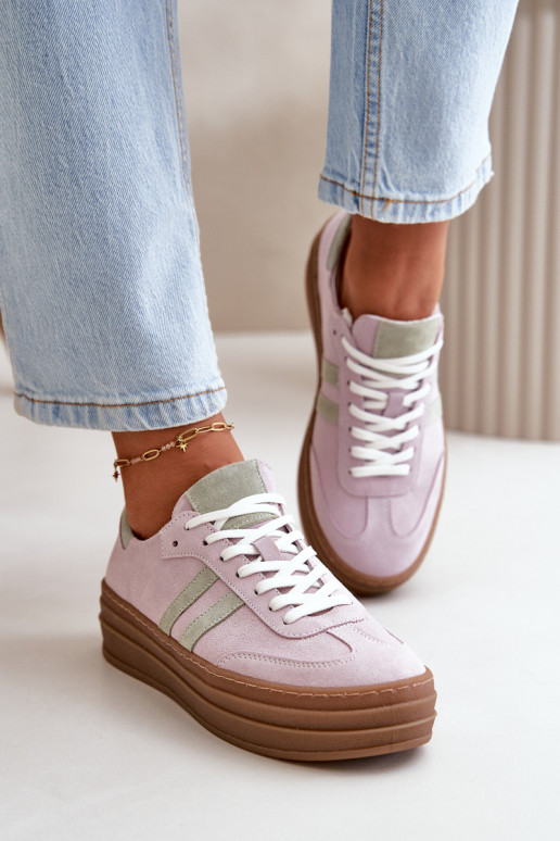 Zazoo N1068S4 Zapatos deportivos de gamuza modelo con una plataforma color violeta Zazoo N1068S4 Zapatos deportivos de gamuza modelo con una plataforma color violeta