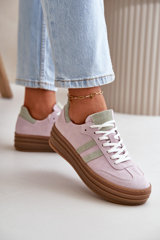 Zazoo N1068S4 Zapatos deportivos de gamuza modelo con una plataforma color violeta Zazoo N1068S4 Zapatos deportivos de gamuza modelo con una plataforma color violeta