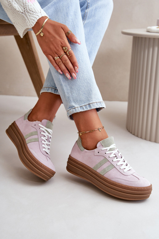 Zazoo N1068S4 Zapatos deportivos de gamuza modelo con una plataforma color violeta Zazoo N1068S4 Zapatos deportivos de gamuza modelo con una plataforma color violeta