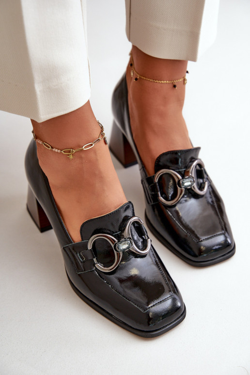 Piel Zapatos con adornos de color negro Laura Messi 2845 Piel Zapatos con adornos de color negro Laura Messi 2845