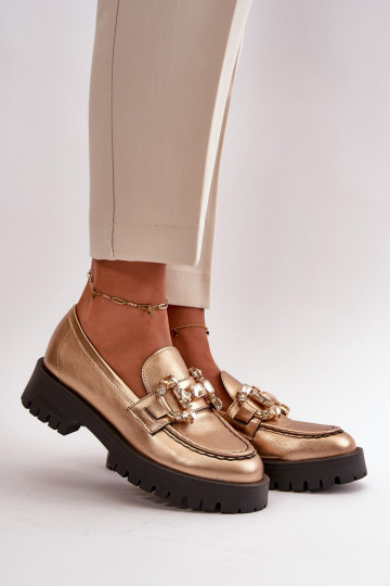 Femenino Piel Mocasines con adornos CheBello 4369 color dorado 2