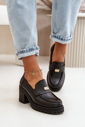Zapatos para mujer de estilo elegante con tacones de cuero natural color negro Zazoo 20168 2