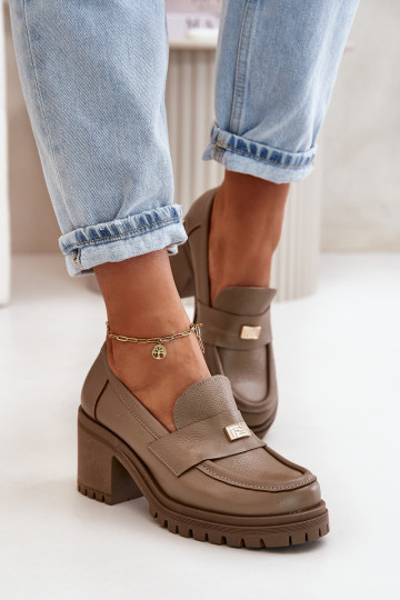 Zapatos para mujer de estilo elegante con tacones de cuero natural color arena Zazoo 20168 2