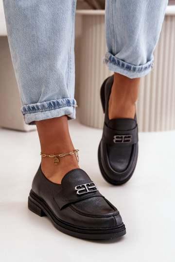 Zapatos de cuero de estilo elegante para mujer con tacones anchos color negro Zazoo 20174 2