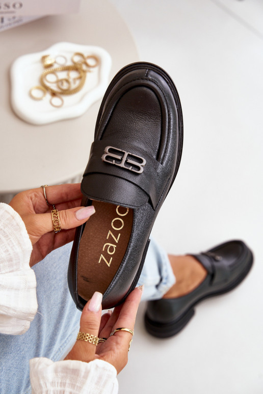 Zazoo 20174 Piel Estilo elegante zapatos Femenino con tacones anchos de color negro Zazoo 20174 Piel Estilo elegante zapatos Femenino con tacones anchos de color negro