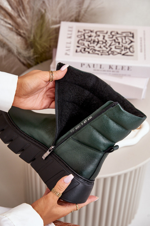 Zazoo 60512 Botas de mujer de piel natural. Al castillo cálido con fieltro de color caqui