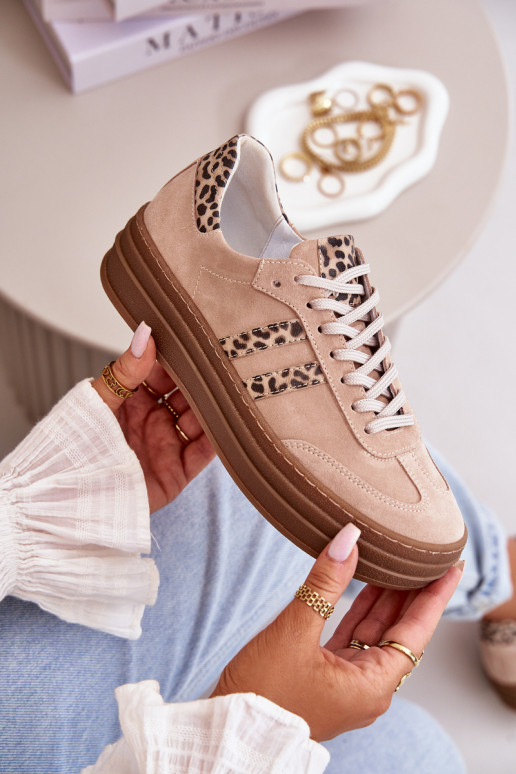 Zazoo N1068S4 Zapatos deportivos de gamuza modelo con una plataforma con estampados de piel de leopardo color rosa Zazoo N1068S4 Zapatos deportivos de gamuza modelo con una plataforma con estampados de piel de leopardo color rosa