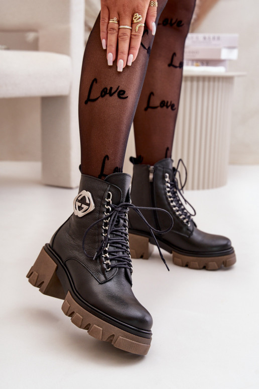 Zazoo 60376 Piel calentamiento Botas con cremalleras de color negro