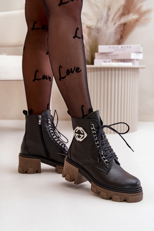 Zazoo 60376 Piel calentamiento Botas con cremalleras de color negro