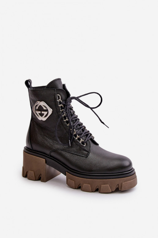 Zazoo 60376 Piel calentamiento Botas con cremalleras de color negro