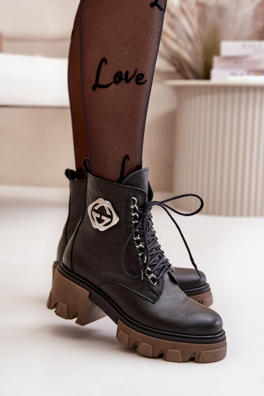 Zazoo 60376 Piel calentamiento Botas con cremalleras de color negro