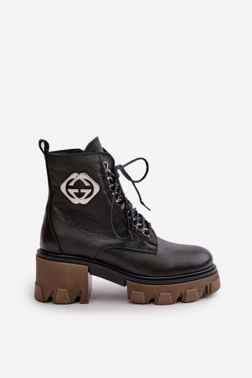 Zazoo 60376 Piel calentamiento Botas con cremalleras de color negro