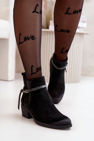 Botas de gamuza con tacones, forradas, cerradas, color negro Zazoo 60478 2