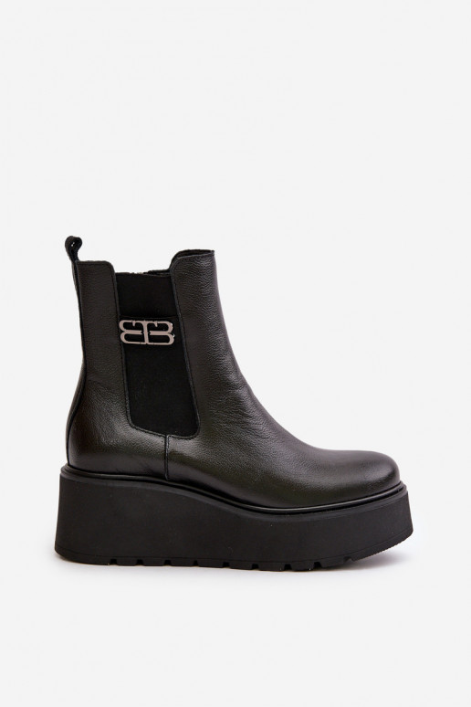 Zazoo 60498 Botas de mujer botas chelsea con una plataforma I Koturnie de color negro Zazoo 60498 Botas de mujer botas chelsea con una plataforma I Koturnie de color negro