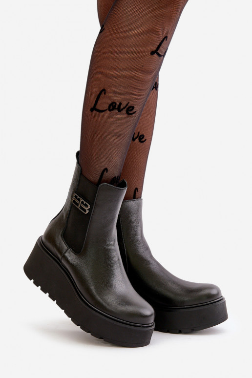 Zazoo 60498 Botas de mujer botas chelsea con una plataforma I Koturnie de color negro Zazoo 60498 Botas de mujer botas chelsea con una plataforma I Koturnie de color negro