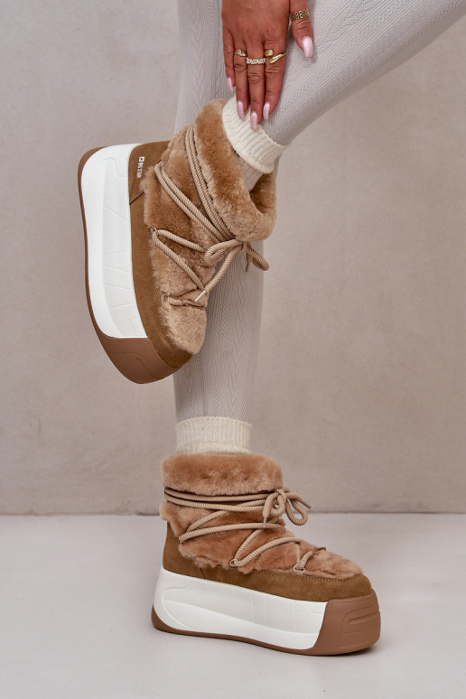 Piel Botas de nieve Femenino Sobre una suela gruesa con un abrigo de piel Big Star OO274A207 color marrón Piel Botas de nieve Femenino Sobre una suela gruesa con un abrigo de piel Big Star OO274A207 color marrón