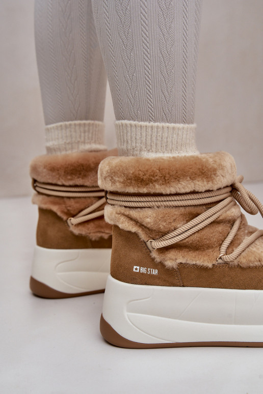 Piel Botas de nieve Femenino Sobre una suela gruesa con un abrigo de piel Big Star OO274A207 color marrón