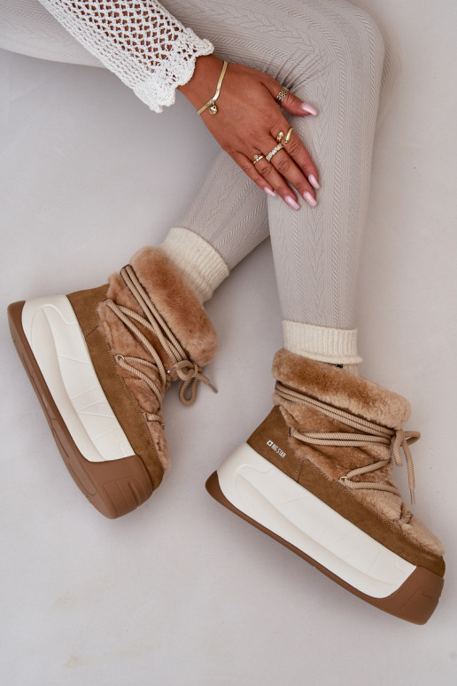 Piel Botas de nieve Femenino Sobre una suela gruesa con un abrigo de piel Big Star OO274A207 color marrón