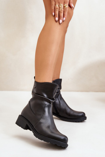 Piel Botas de mujer calentamiento Con volantes de color negro Vinceza 66714 2