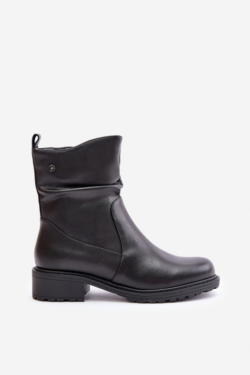 Piel Botas de mujer calentamiento Con volantes de color negro Vinceza 66714