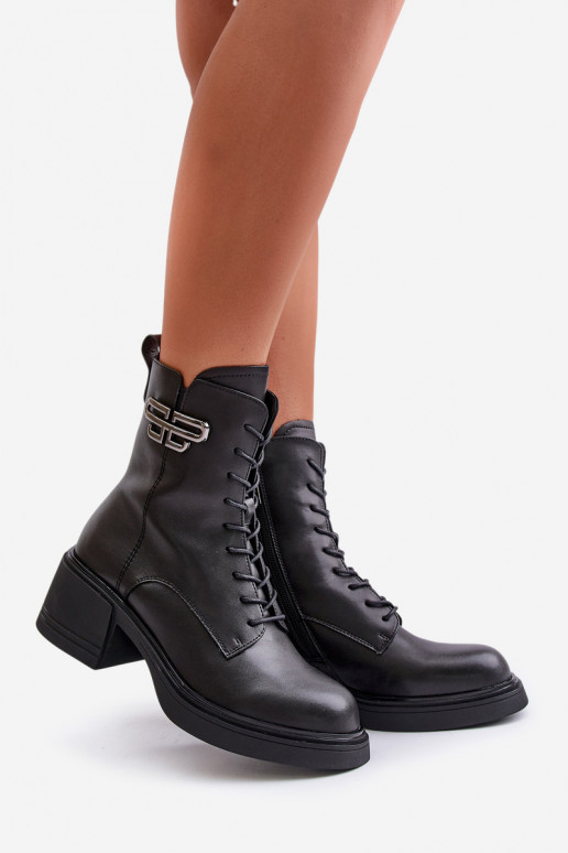 Botas de mujer En tacones enormes calentamiento Hecho de cuero natural de color negro Vinceza 66682 Botas de mujer En tacones enormes calentamiento Hecho de cuero natural de color negro Vinceza 66682