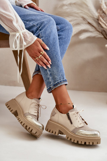 zapatos Femenino Hecho de cuero natural beige Tiene queciejka 06177-04