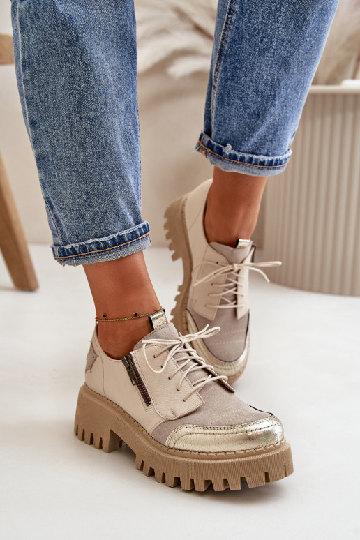 zapatos Femenino Hecho de cuero natural beige Tiene queciejka 06177-04 zapatos Femenino Hecho de cuero natural beige Tiene queciejka 06177-04