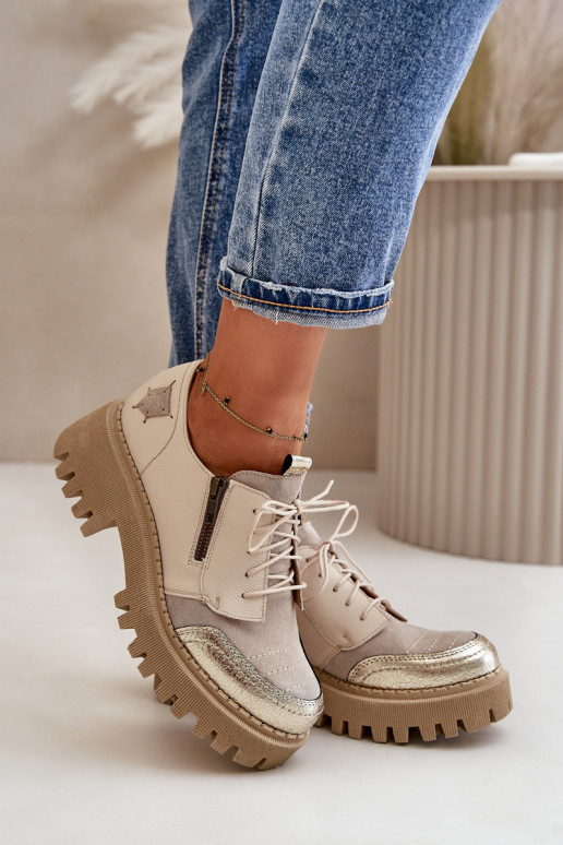 zapatos Femenino Hecho de cuero natural beige Tiene queciejka 06177-04 zapatos Femenino Hecho de cuero natural beige Tiene queciejka 06177-04