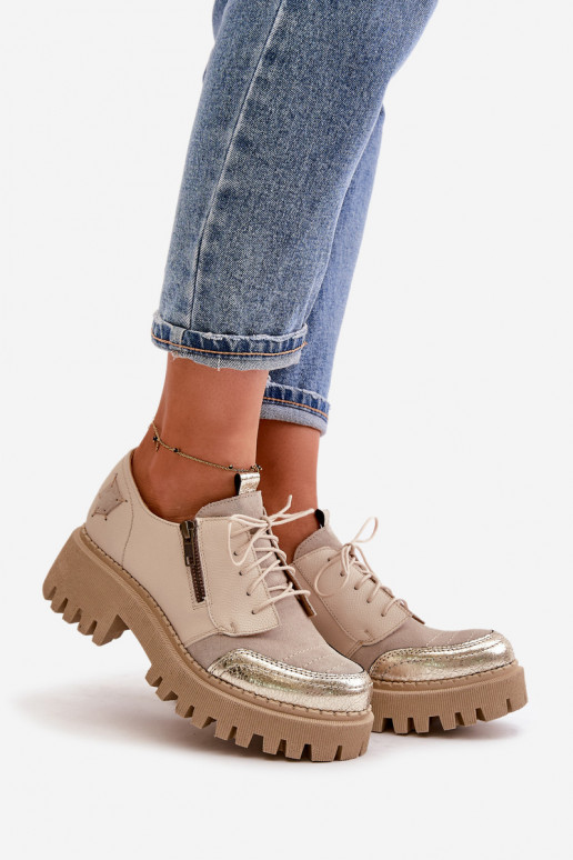 zapatos Femenino Hecho de cuero natural beige Tiene queciejka 06177-04 zapatos Femenino Hecho de cuero natural beige Tiene queciejka 06177-04