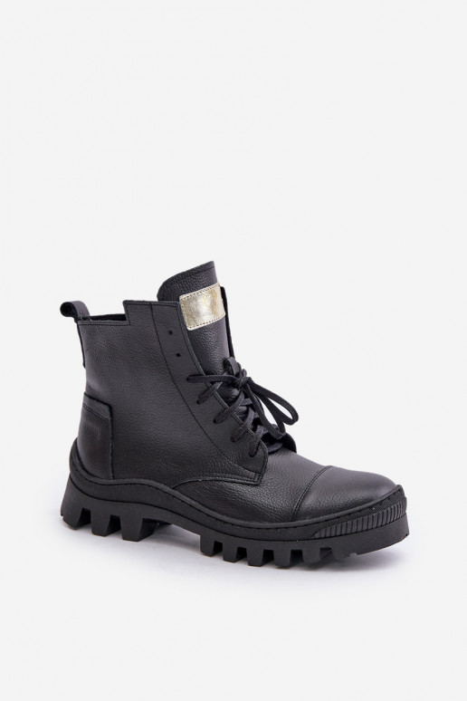 Zazoo 2831 Botas de mujer Hecho de cuero natural de color negro