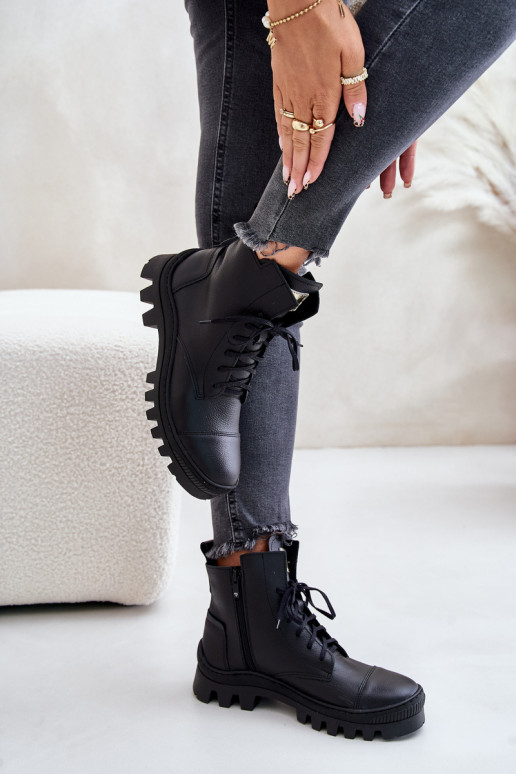 Zazoo 2831 Botas de mujer Hecho de cuero natural de color negro