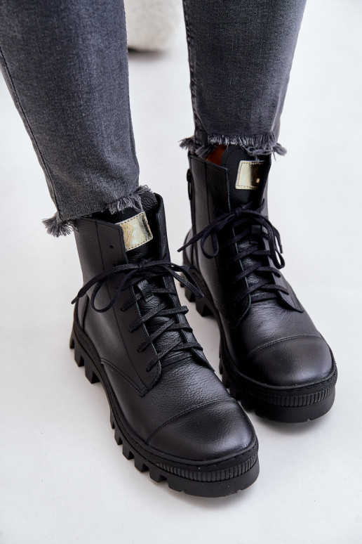 Zazoo 2831 Botas de mujer Hecho de cuero natural de color negro