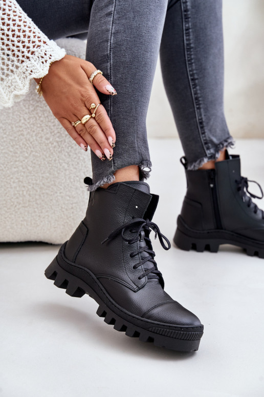 Zazoo 2831 Botas de mujer Hecho de cuero natural de color negro