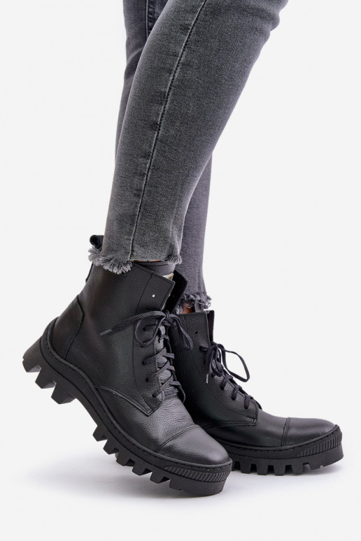 Zazoo 2831 Botas de mujer Hecho de cuero natural de color negro