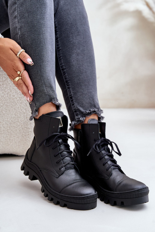 Zazoo 2831 Botas de mujer Hecho de cuero natural de color negro