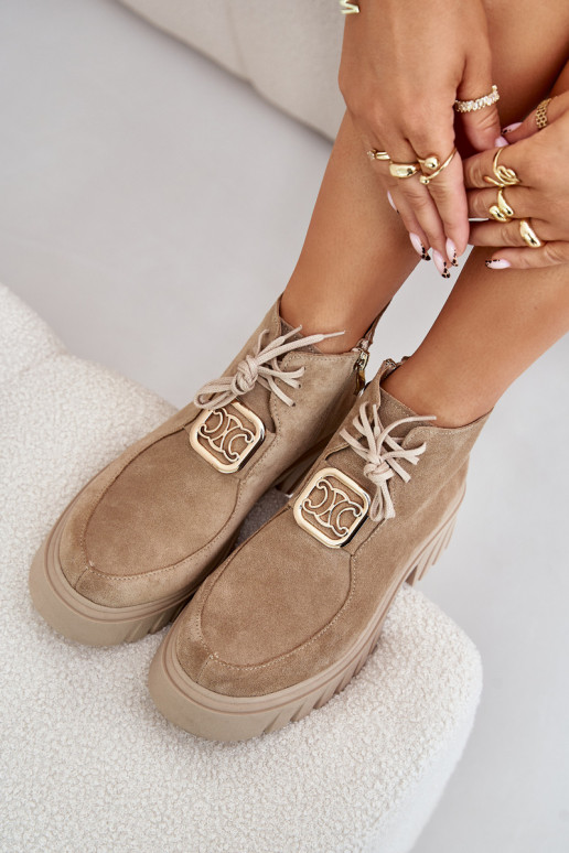 Zazoo 2952 Zapatos de gamuza con detalles dorados beige Zazoo 2952 Zapatos de gamuza con detalles dorados beige