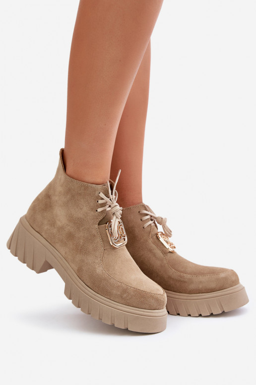 Zazoo 2952 Zapatos de gamuza con detalles dorados beige Zazoo 2952 Zapatos de gamuza con detalles dorados beige