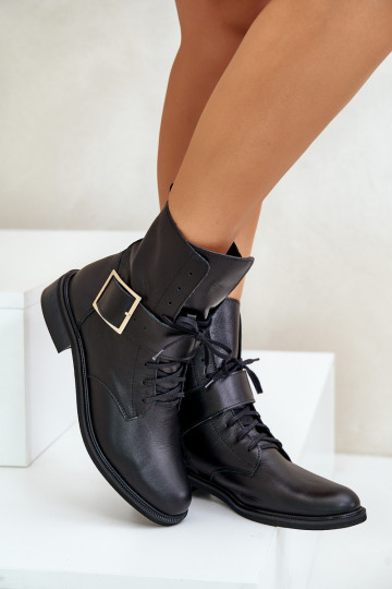 Zazoo 2949 Piel Botas con hebillas de color negro