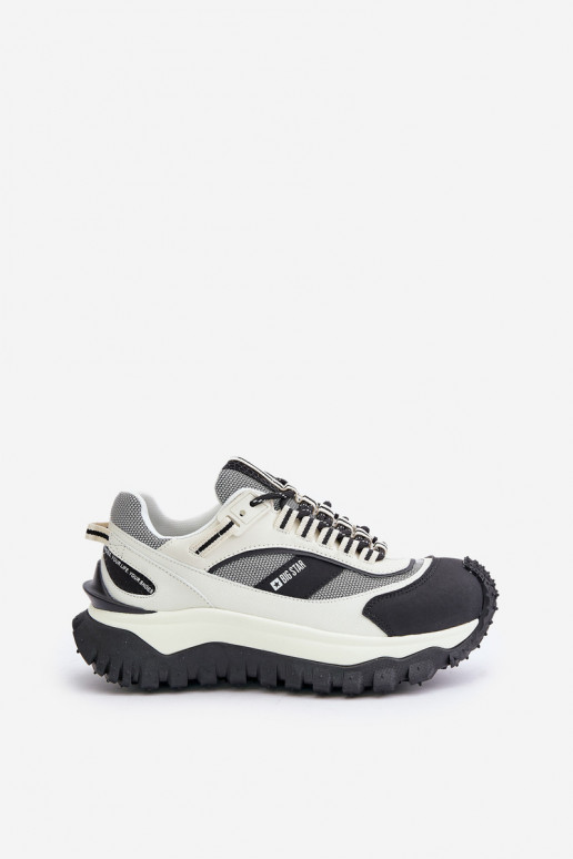 Piel Zapatillas modelo zapatos. Femenino con una plataforma Big Star OO274A220 HI-POLY SYSTEM Blanco-de color negro