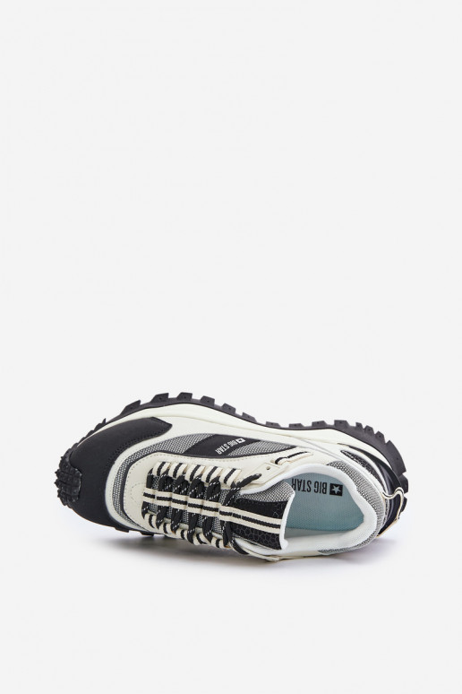 Piel Zapatillas modelo zapatos. Femenino con una plataforma Big Star OO274A220 HI-POLY SYSTEM Blanco-de color negro