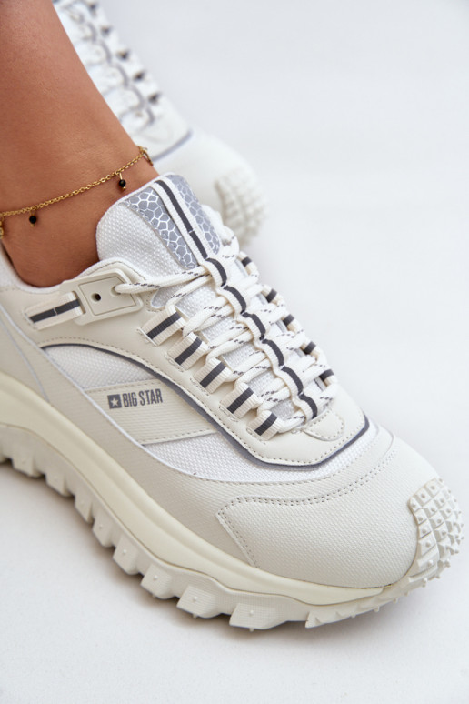 Piel Zapatillas modelo zapatos. Femenino con una plataforma Big Star OO274A221 HI-POLY SYSTEM el color blanco