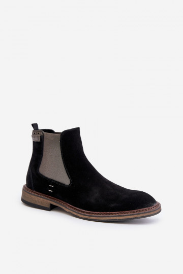 Botines de ante elegantes para hombre Big Star OO174154, color negro