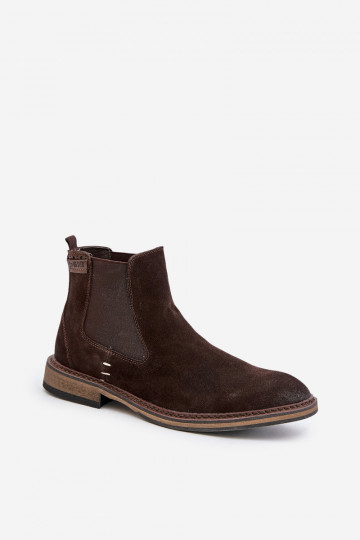 Botines de ante elegantes para hombre Big Star OO174155, color marrón