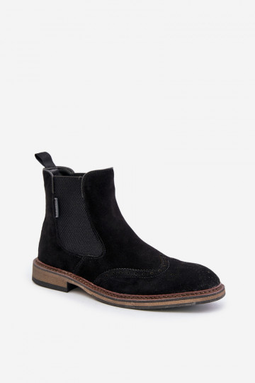 Botines de ante elegantes para hombre Big Star OO174192, color negro