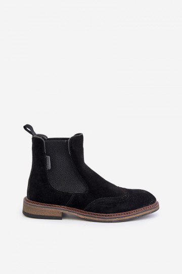 Botines de ante elegantes para hombre Big Star OO174192, color negro 2