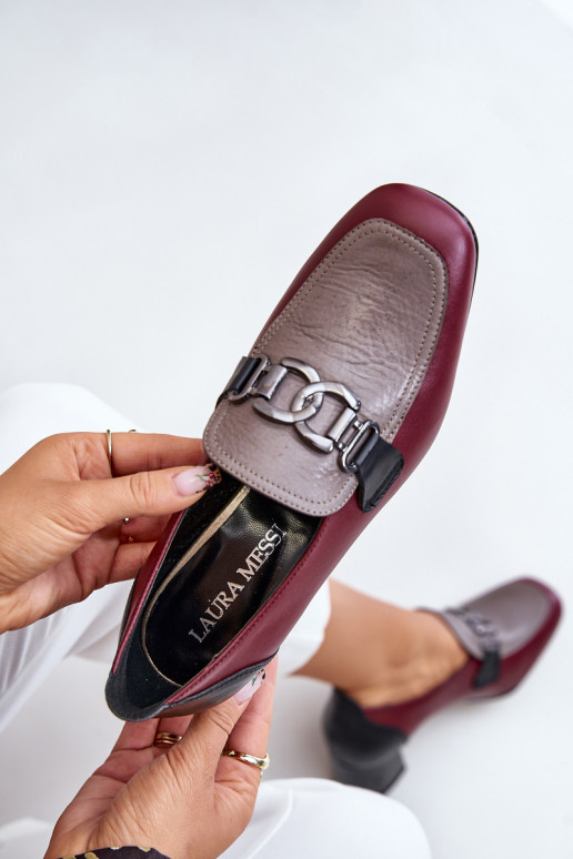 Piel Zapatos con tacones con detalles dorados Laura Messi 2861 borgoña Piel Zapatos con tacones con detalles dorados Laura Messi 2861 borgoña