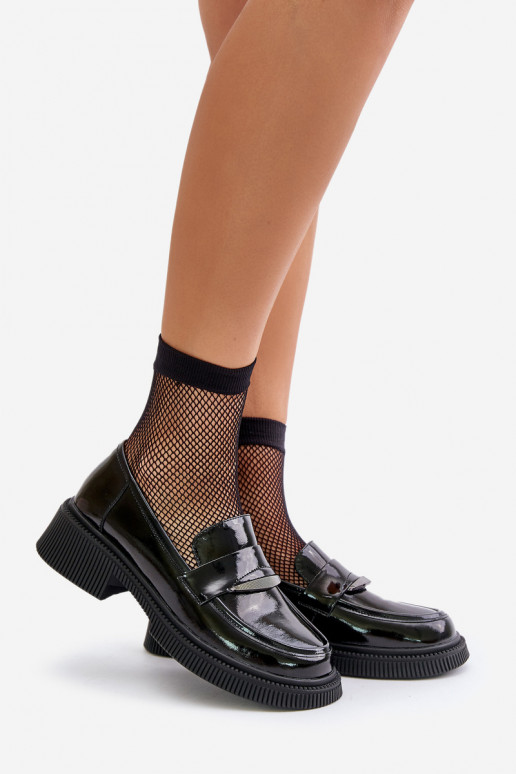 Mocasines lacados Mocasines Femenino con adornos D&A LZ42-031 de color negro