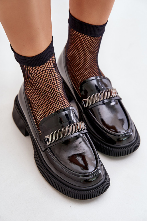 Femenino Mocasines lacados Mocasines con adornos D&A LZ42-030 de color negro