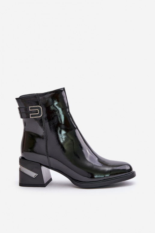 con efecto barniz Botas con tacones calentamiento MR880-093 de color negro