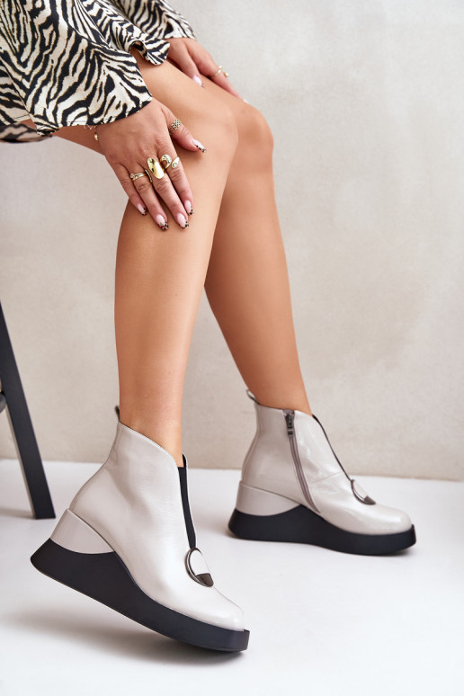 con efecto barniz Botas en una cuña calentamiento D&A MR880-136 color gris